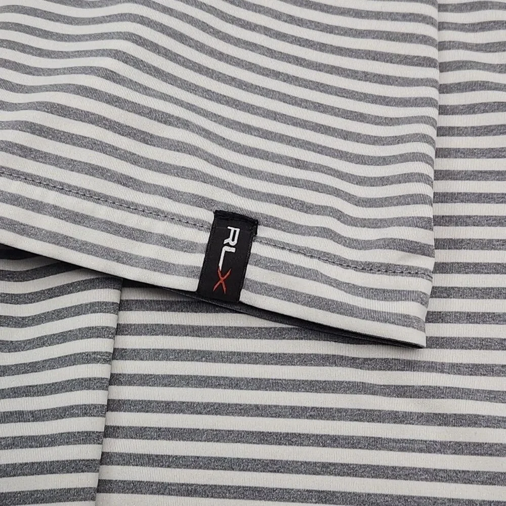 RLX Ralph Lauren Polo Golf Shirt Gray White Stripe Men Size XL Stretch